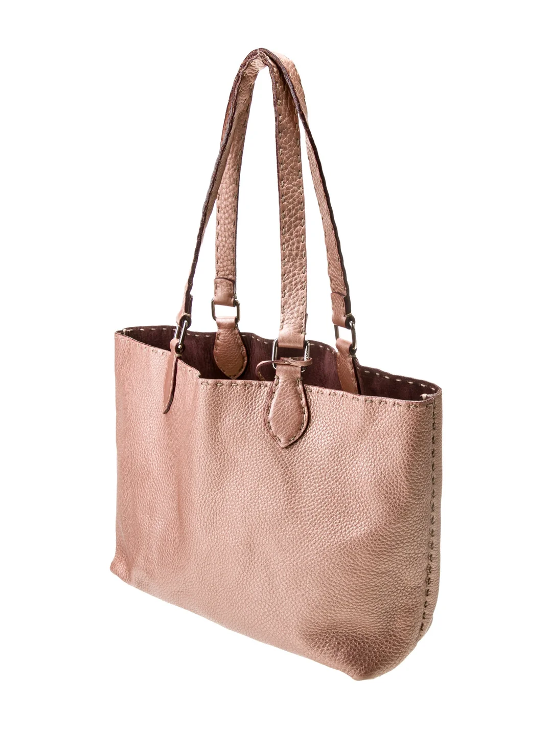 Fendi metallic pink selleria tote bag