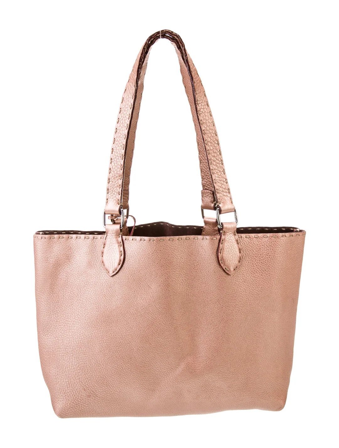 Fendi metallic pink selleria tote bag
