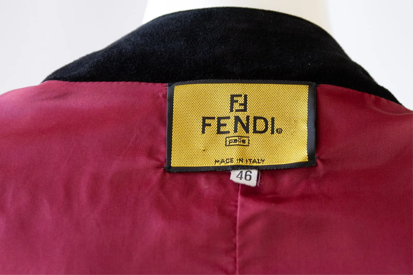 Fendi red & black suede skirt and cropped jacket in size 46