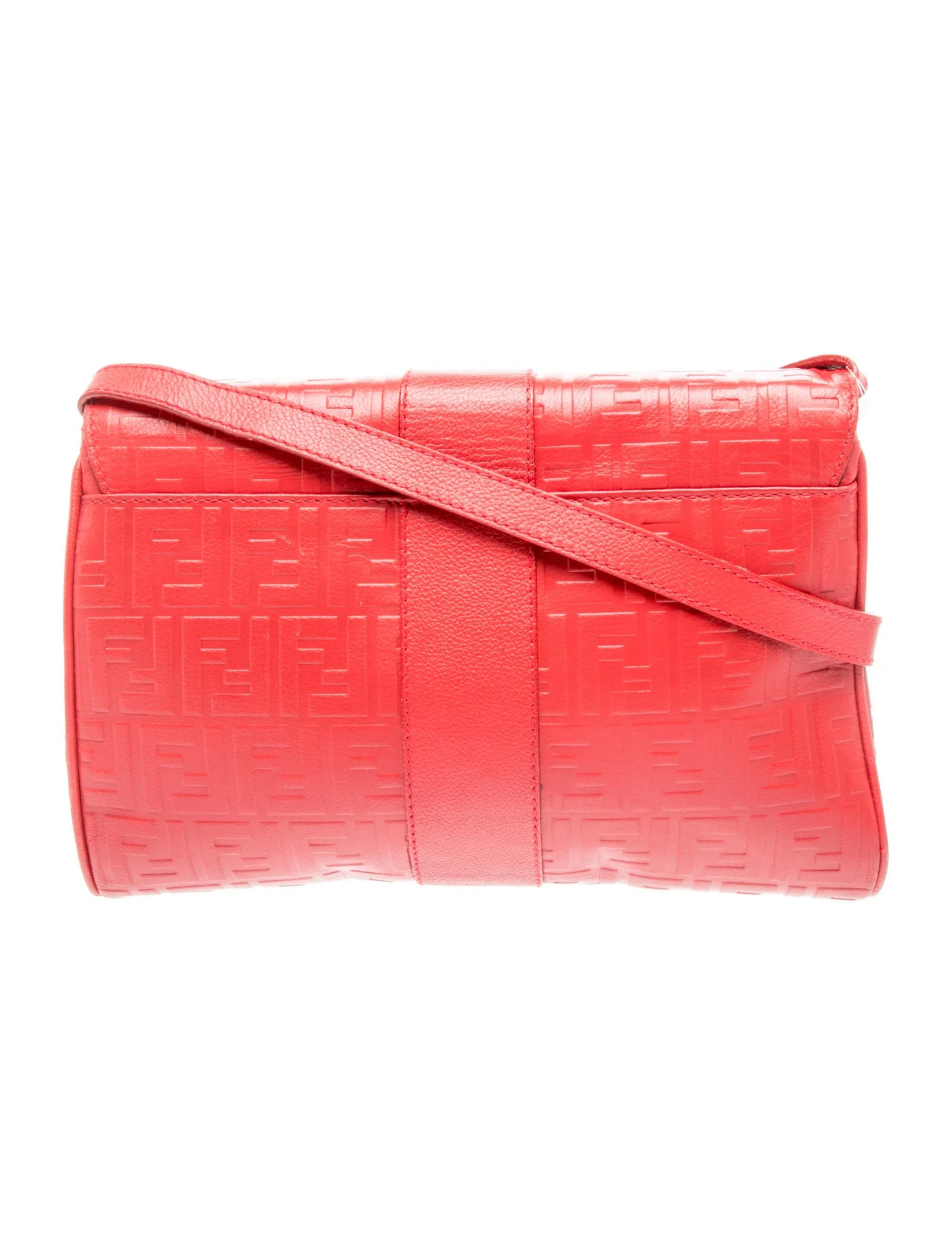 Fendi red leather two- way purse with a Zucca embossed print