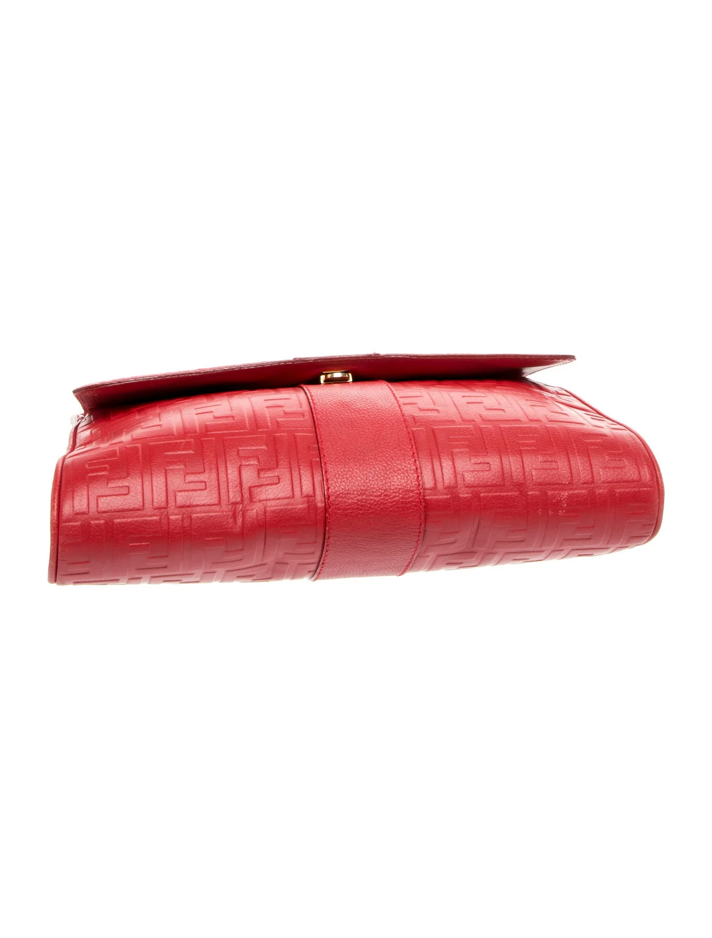 Fendi red leather two- way purse with a Zucca embossed print