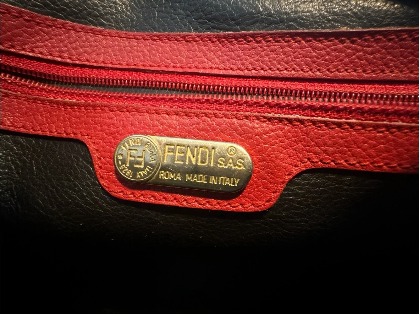 Fendi red embossed Zucca print leather two-way domed top satchel