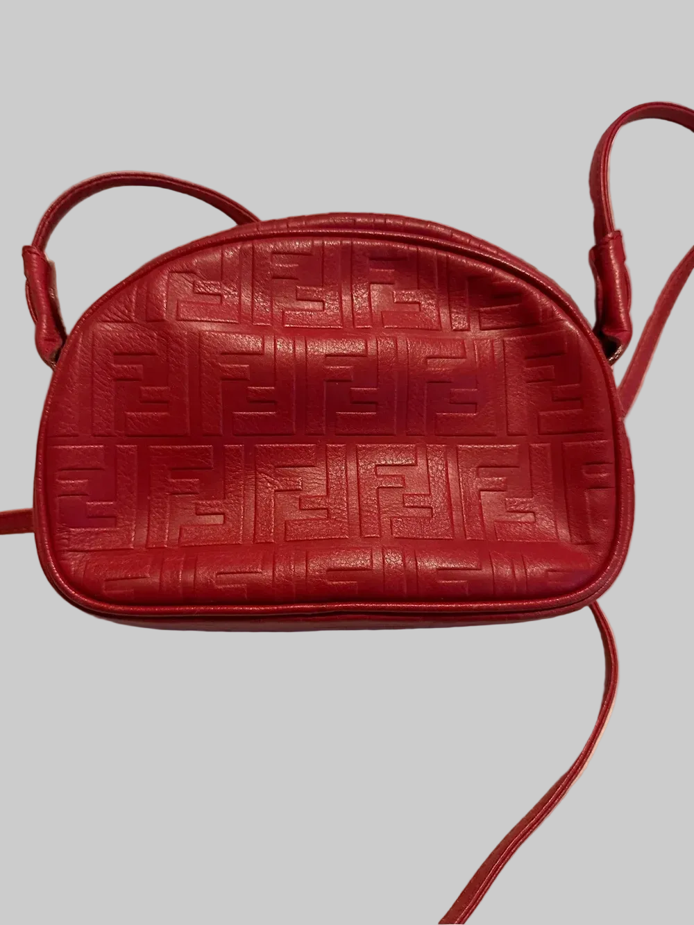 Fendi red Zucca print leather rounded top cross body