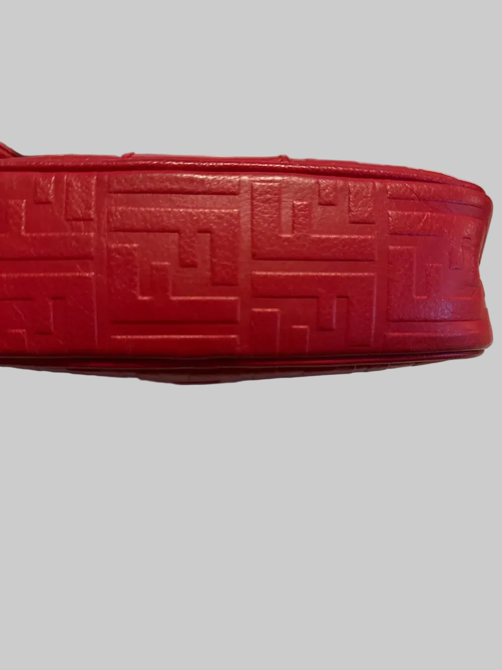 Fendi red Zucca print leather rounded top cross body