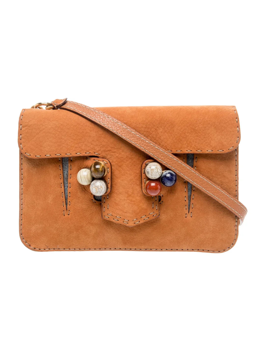 Fendi burnt orange selleria suede Rockstud F6 Secret Code cross body