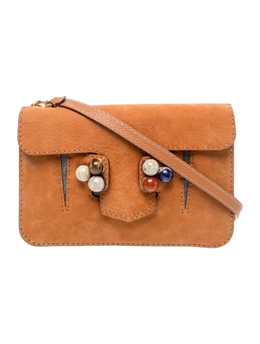 Fendi burnt orange selleria suede Rockstud F6 Secret Code cross body