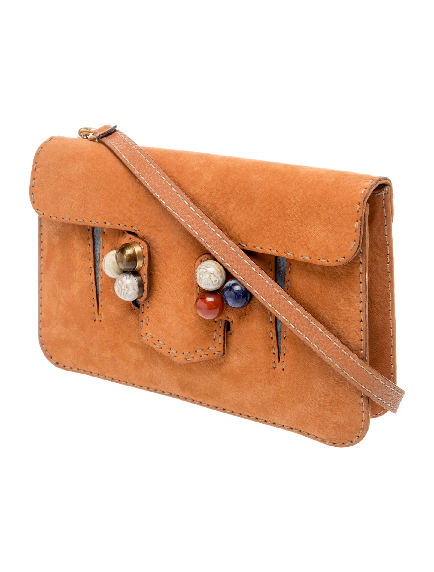 Fendi burnt orange selleria suede Rockstud F6 Secret Code cross body