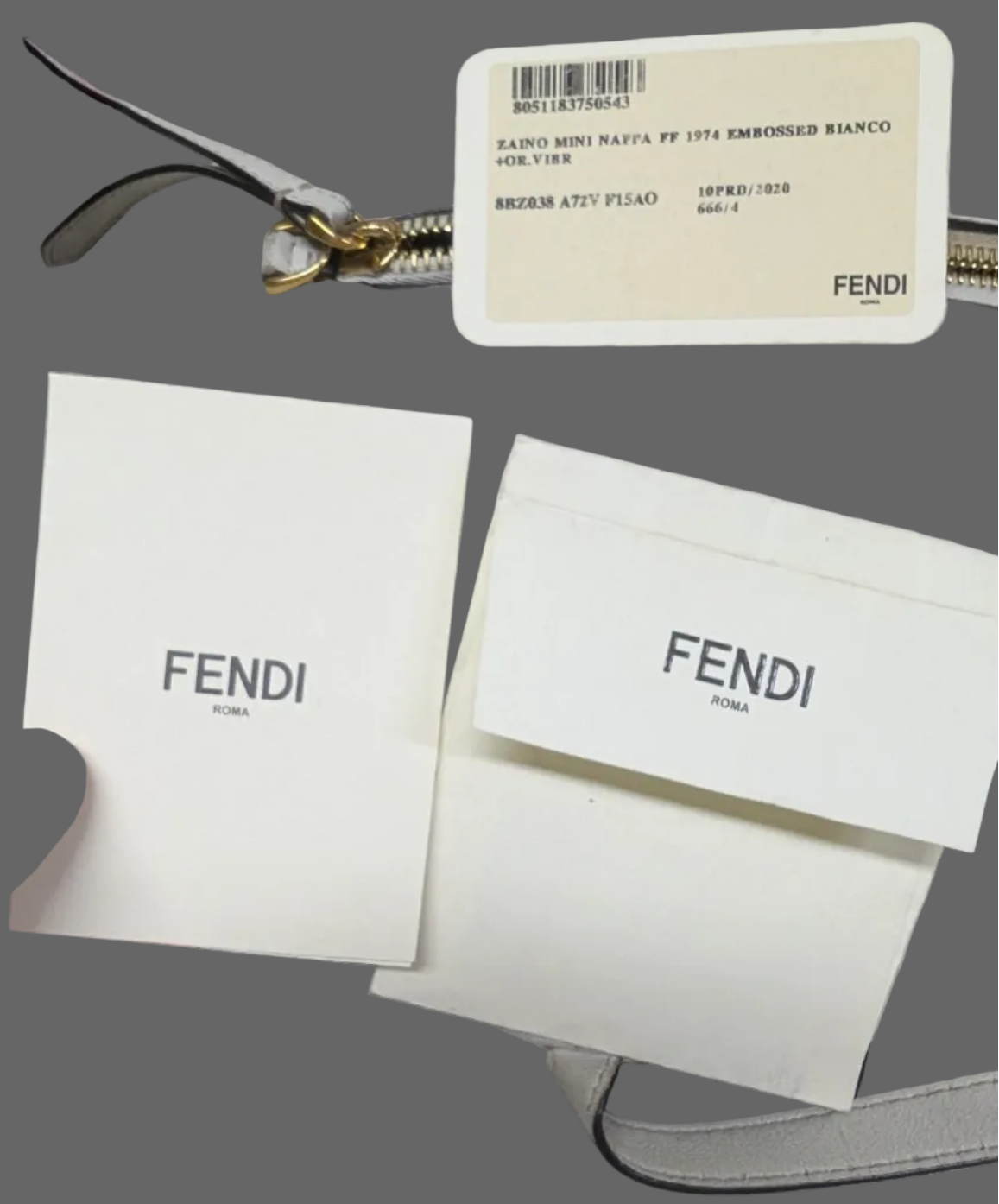 Fendi Zucca print white nappa leather Zaino mini backpack with gold hardware