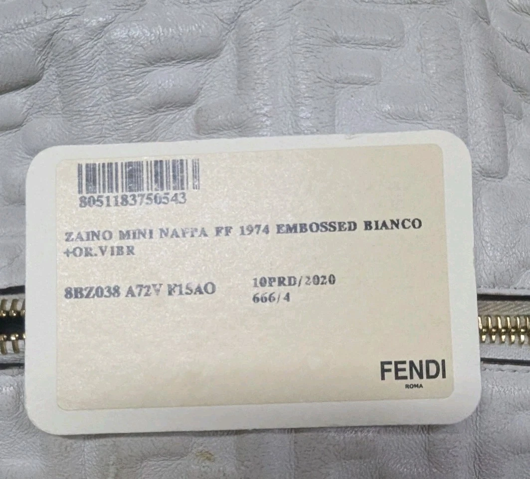 Fendi Zucca print white nappa leather Zaino mini backpack with gold hardware