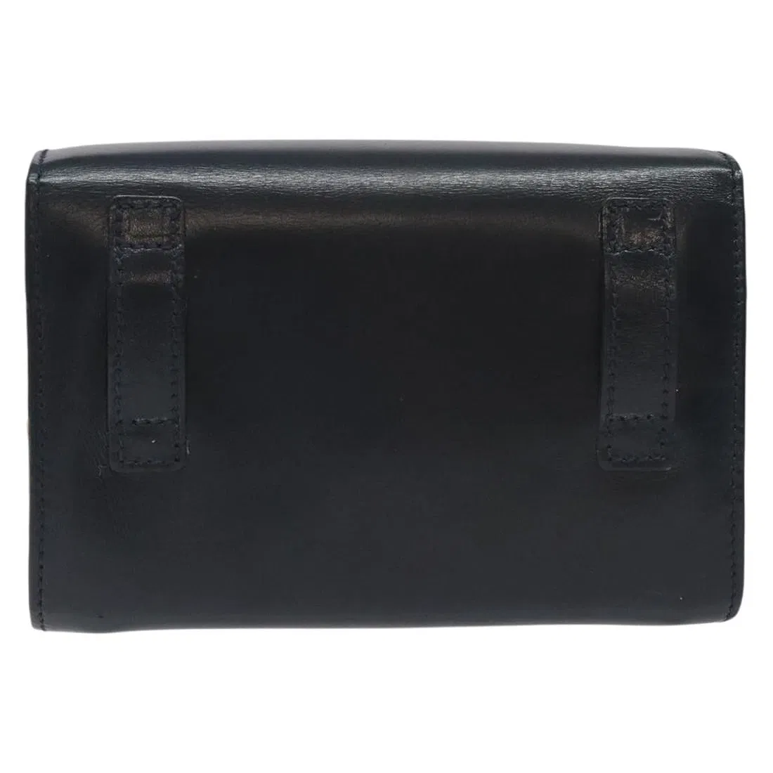 Ferragamo navy leather mini crossbody or belt bag w double Gancini & chain strap