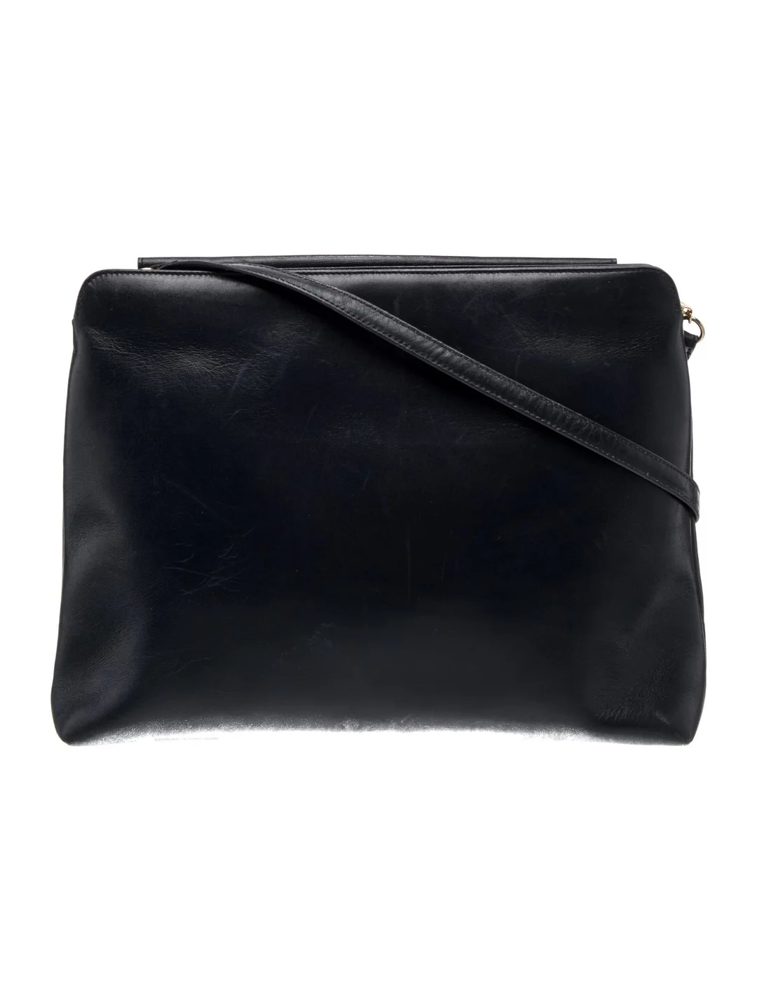 Salvatore Ferragamo Blue & White Leather Colorblock PatternCrossbody Bag