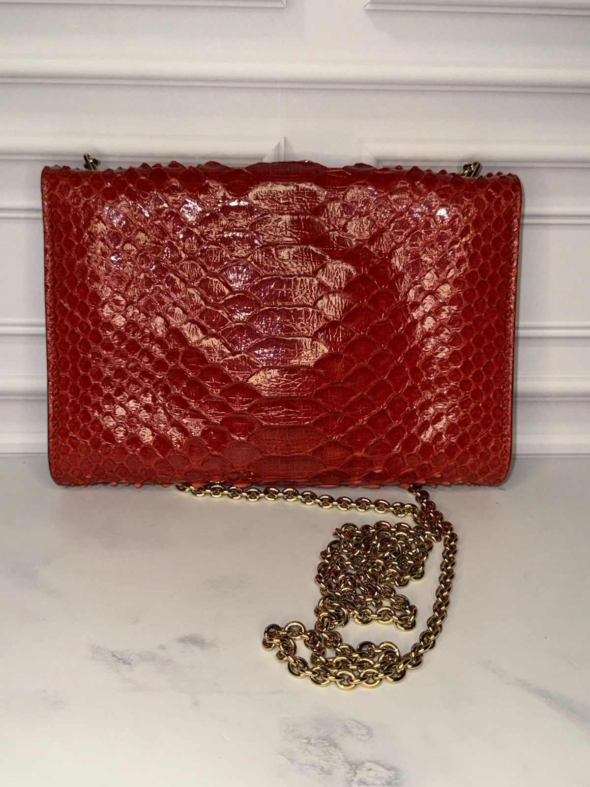 Ferragamo red python two way cross body