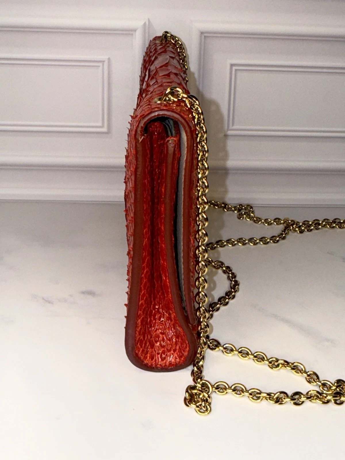 Ferragamo red python two way cross body
