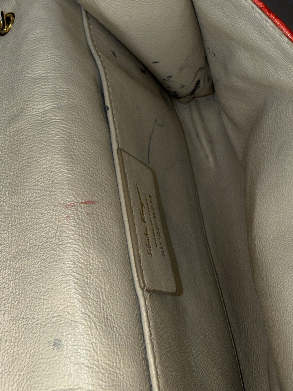 Ferragamo red python two way cross body