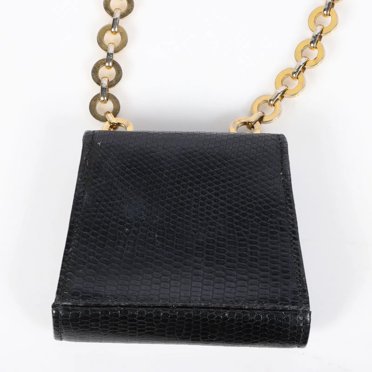 Ferragamo navy blue lizard leather two-way cross body bag