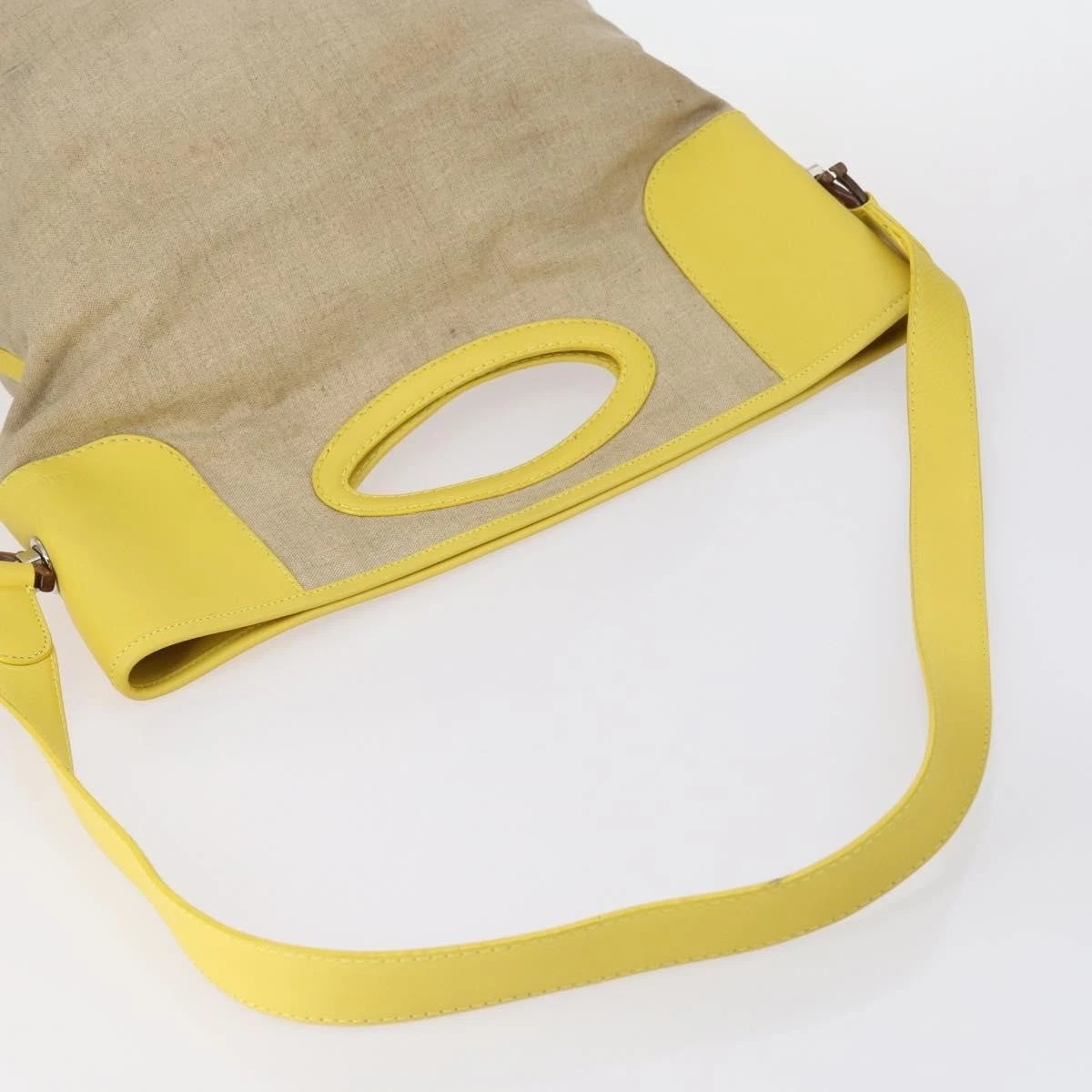 Ferragamo canvas & yellow leather XL two way tote