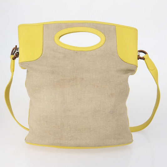 Ferragamo canvas & yellow leather XL two way tote