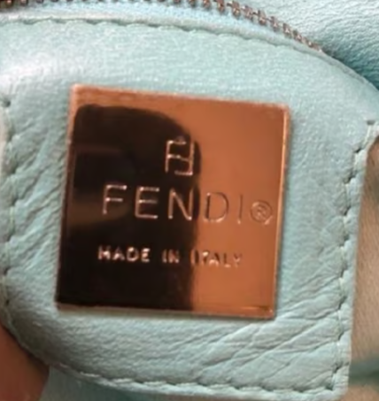 Limited Edition, Fendi, 'Mamma Zucca', turquoise blue leather, large baguette shoulder purse with a turquoise enamel & chrome hardware