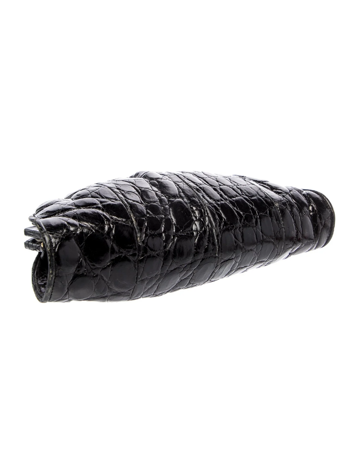 Gucci 1970s black crocodile leather two way style pouch purse