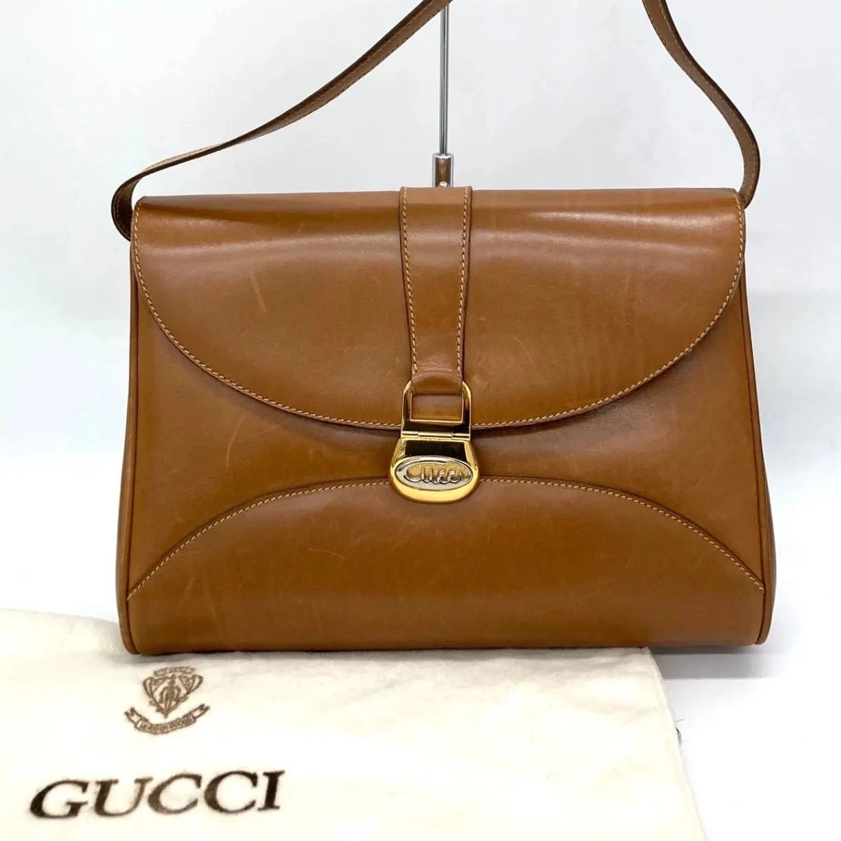 Gucci camel leather original 'Lady Lock style' two-way bag