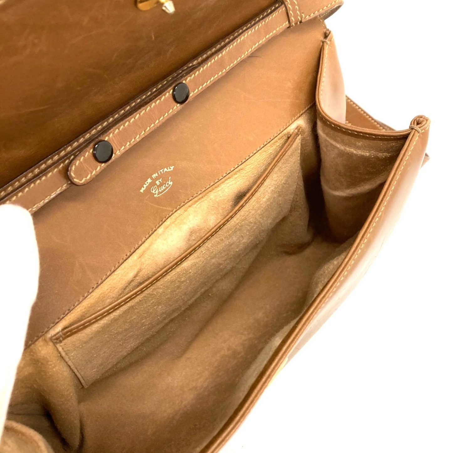 Gucci camel leather original 'Lady Lock style' two-way bag
