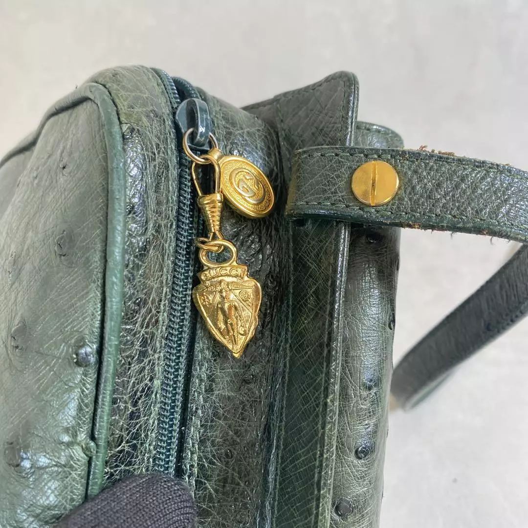 Gucci RARE Green Ostrich Leather Camera Bag