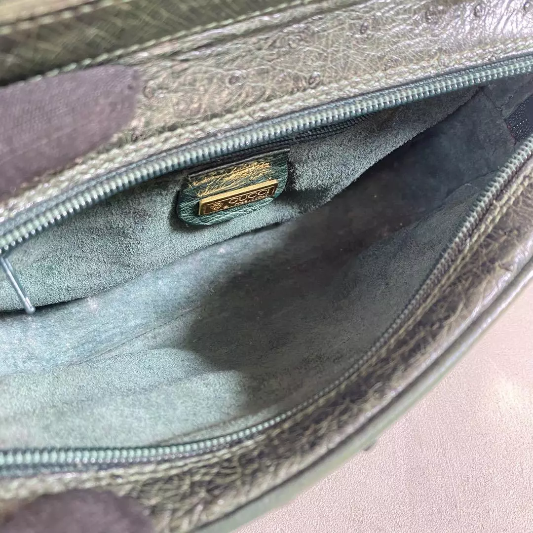 Gucci RARE Green Ostrich Leather Camera Bag