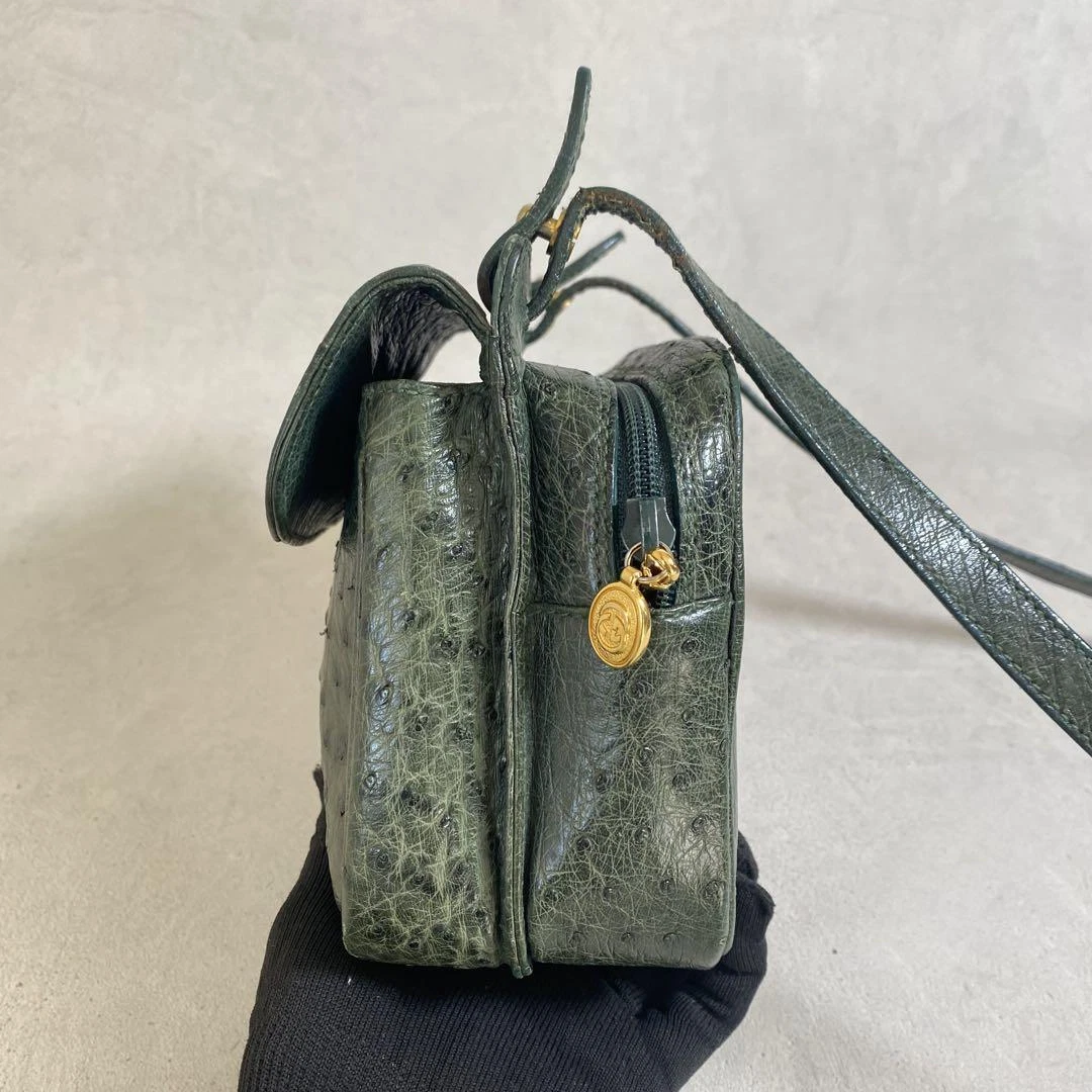 Gucci RARE Green Ostrich Leather Camera Bag