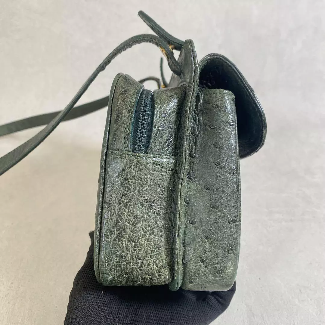 Gucci RARE Green Ostrich Leather Camera Bag
