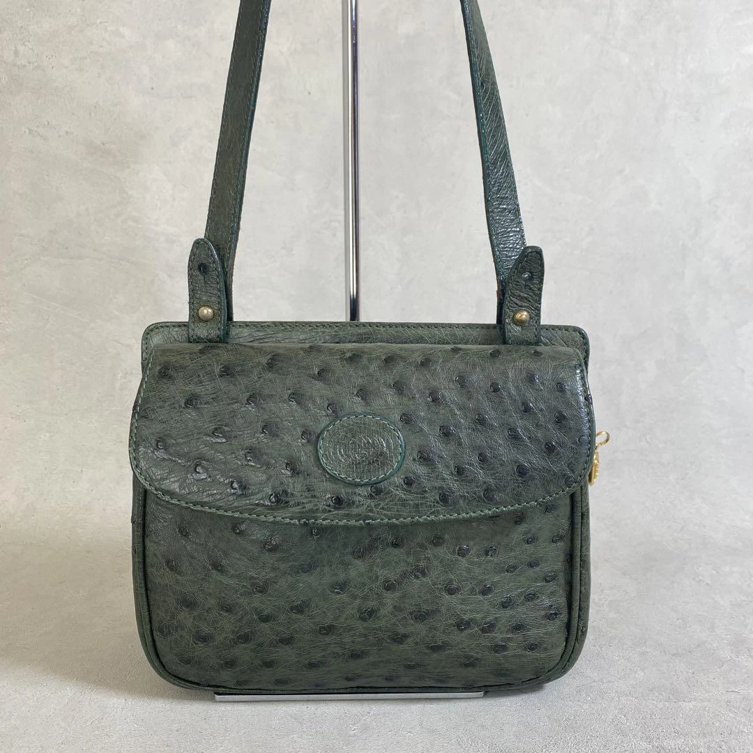 Gucci RARE Green Ostrich Leather Camera Bag