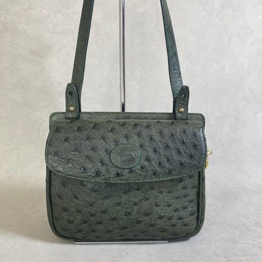 Gucci RARE Green Ostrich Leather Camera Bag