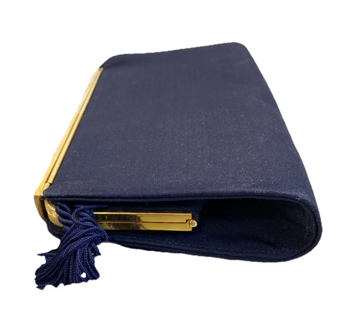 Gucci mod sapphire blue silk & leather two- way w silk corde strap