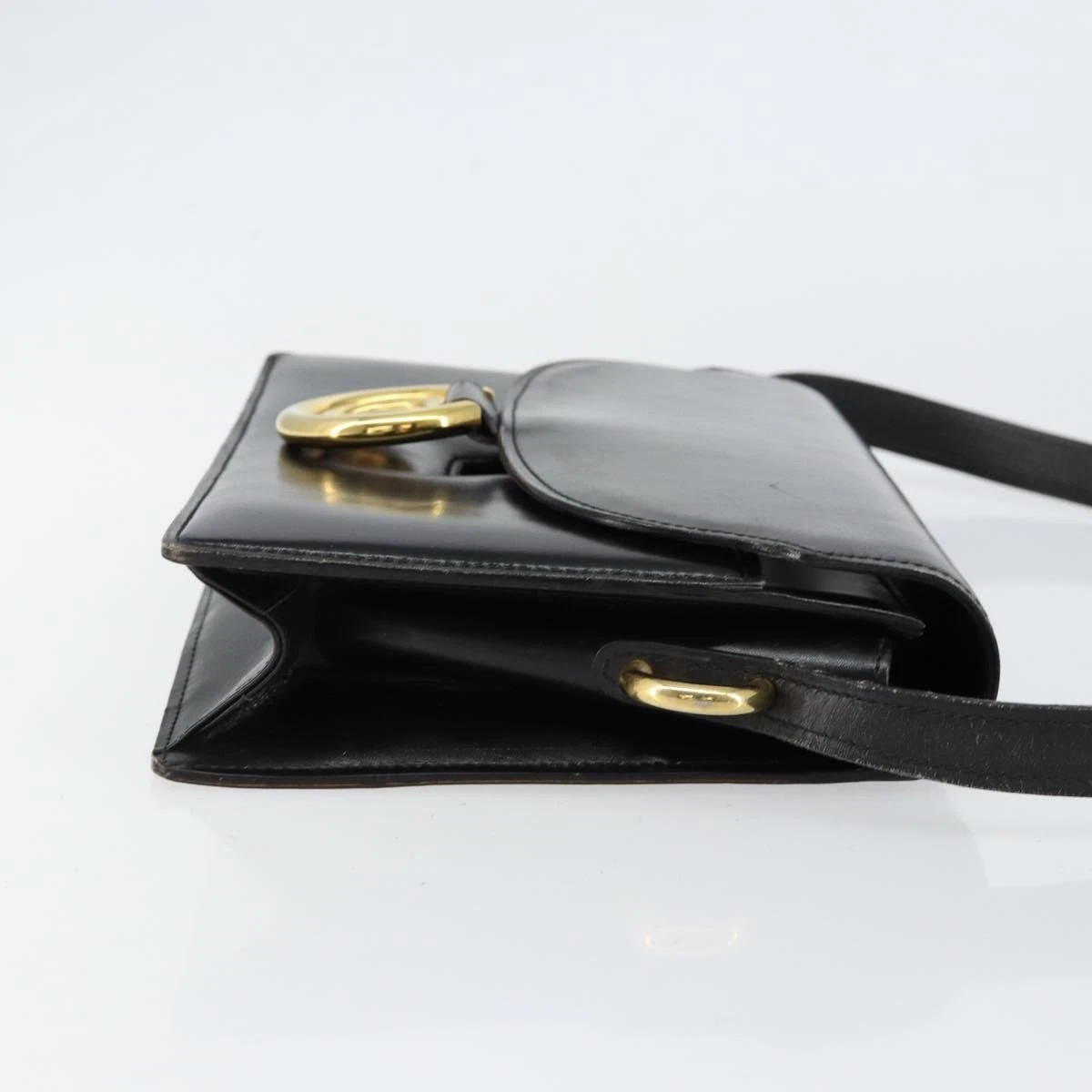 Gucci Black Leather Torchon Cross Body w Bold Gold GG Medallion