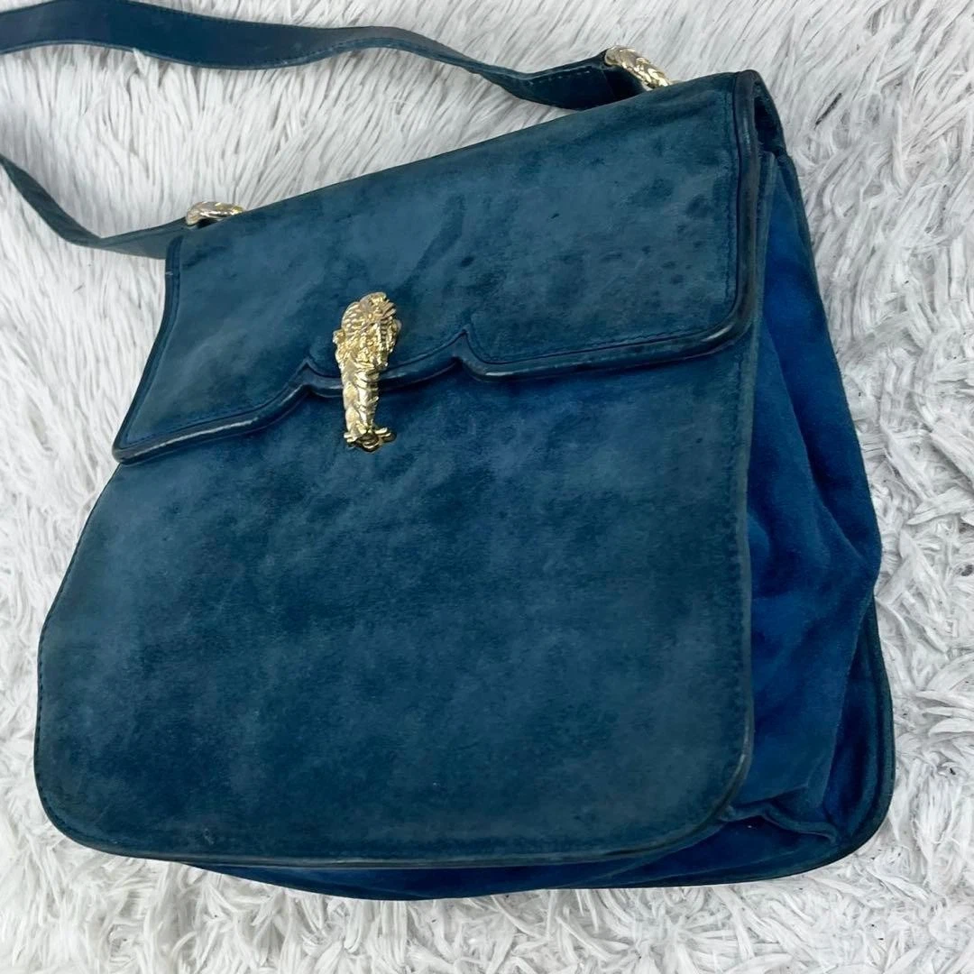 Gucci blue suede early Dionysus purse with tiger's head clasp