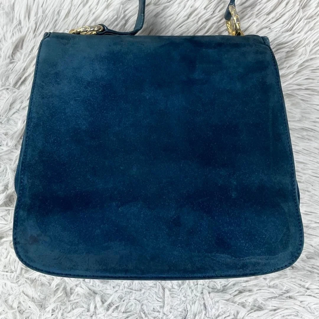 Gucci blue suede early Dionysus purse with tiger's head clasp