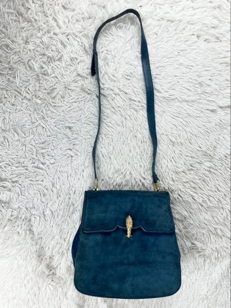 Gucci blue suede early Dionysus purse with tiger's head clasp