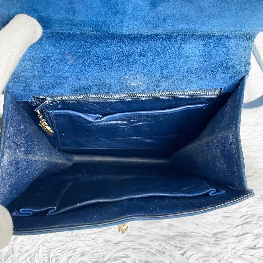 Gucci blue suede early Dionysus purse with tiger's head clasp