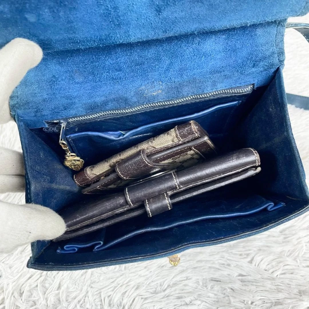Gucci blue suede early Dionysus purse with tiger's head clasp