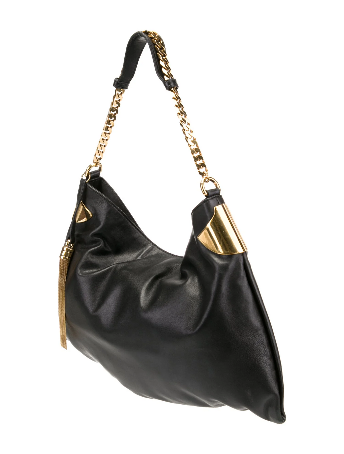 Gucci black lambskin leather 1970 hobo style shoulder bag