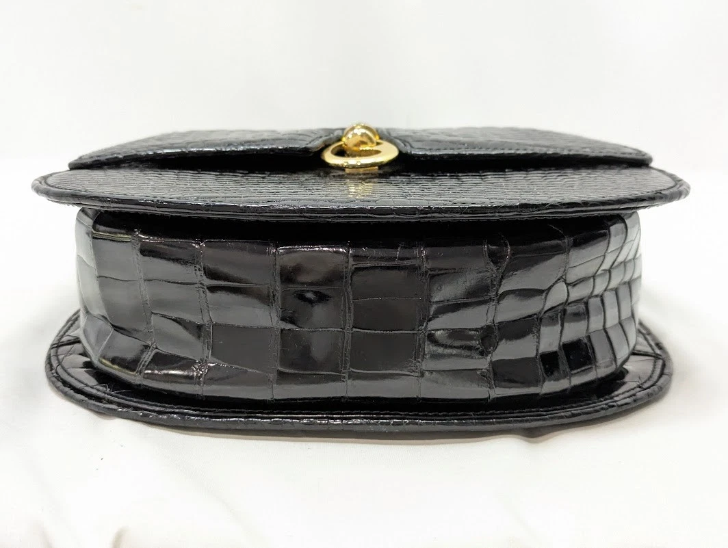 Gucci black crocodile boxy satchel with a red and blue enamel G clasp