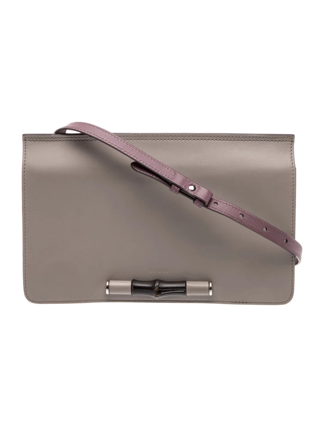 Gucci grey leather Bamboo Lady Bamboo Flap style cross body shoulder bag