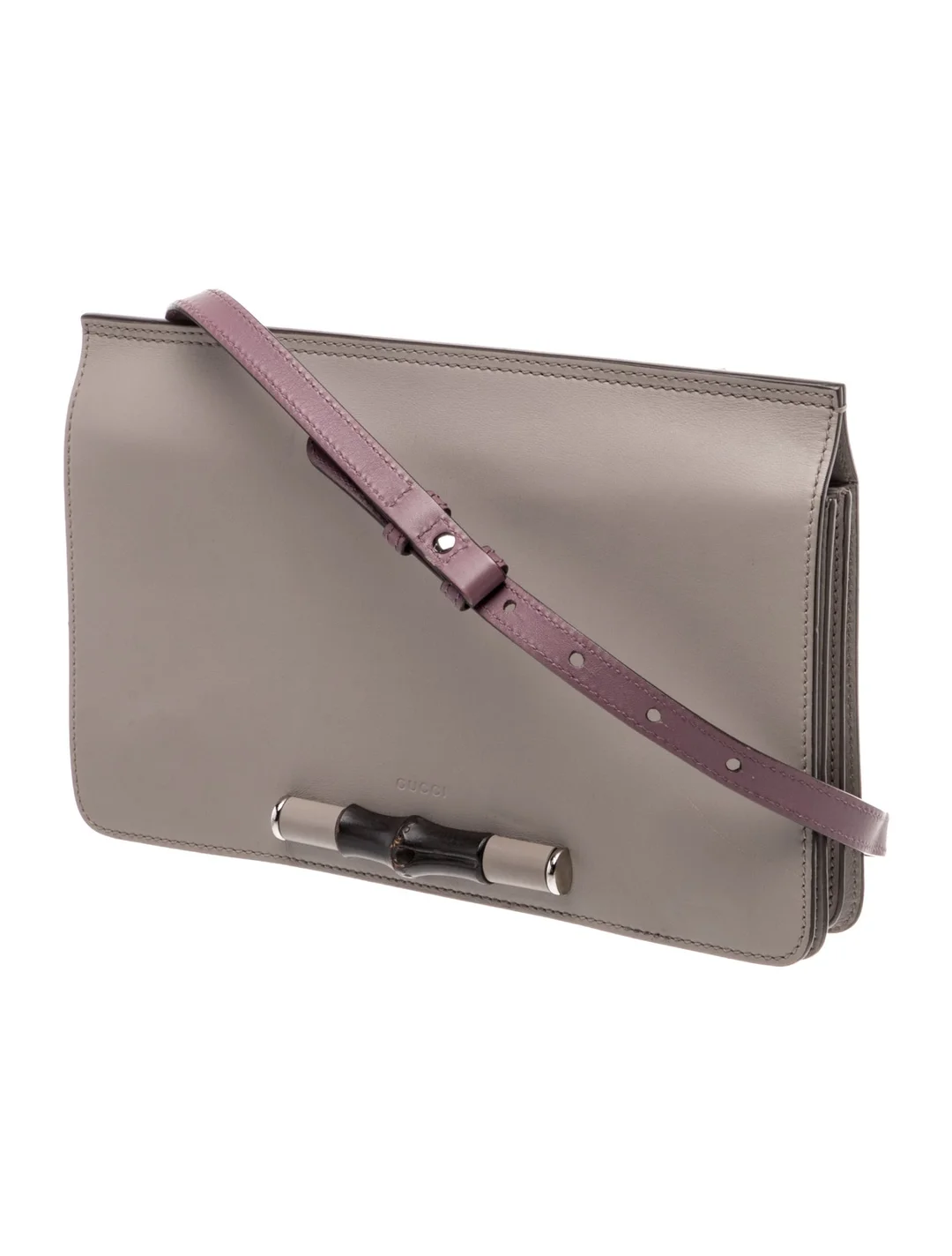 Gucci grey leather Bamboo Lady Bamboo Flap style cross body shoulder bag