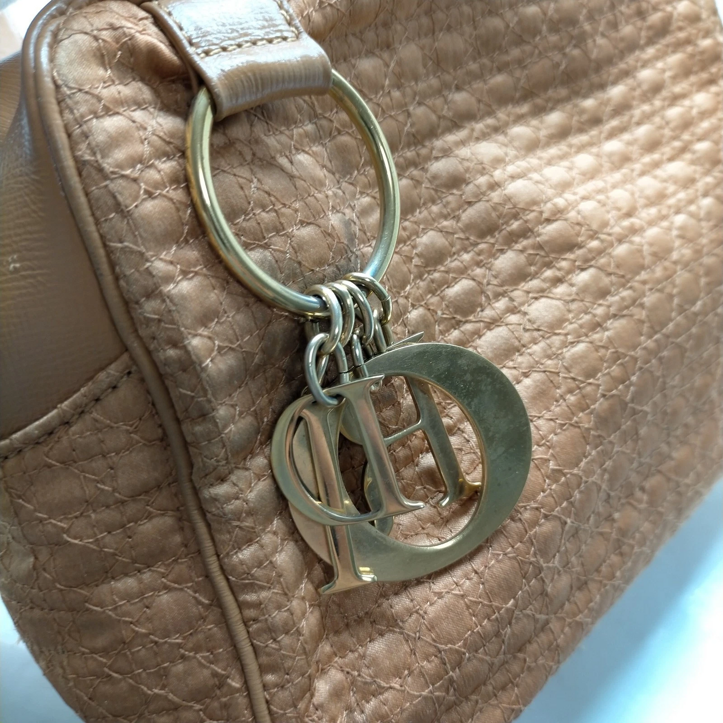 Dior golden/camel leather & raffia Miss Dior satchel