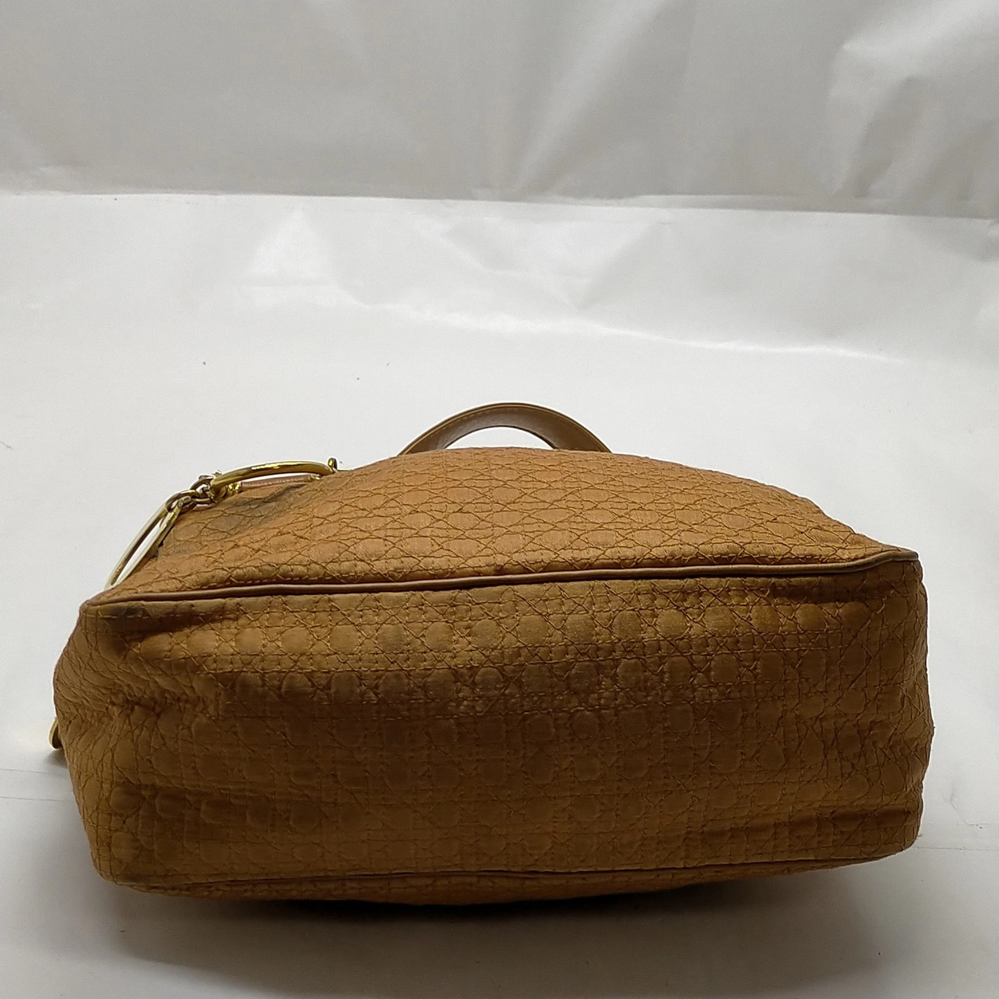 Dior golden/camel leather & raffia Miss Dior satchel
