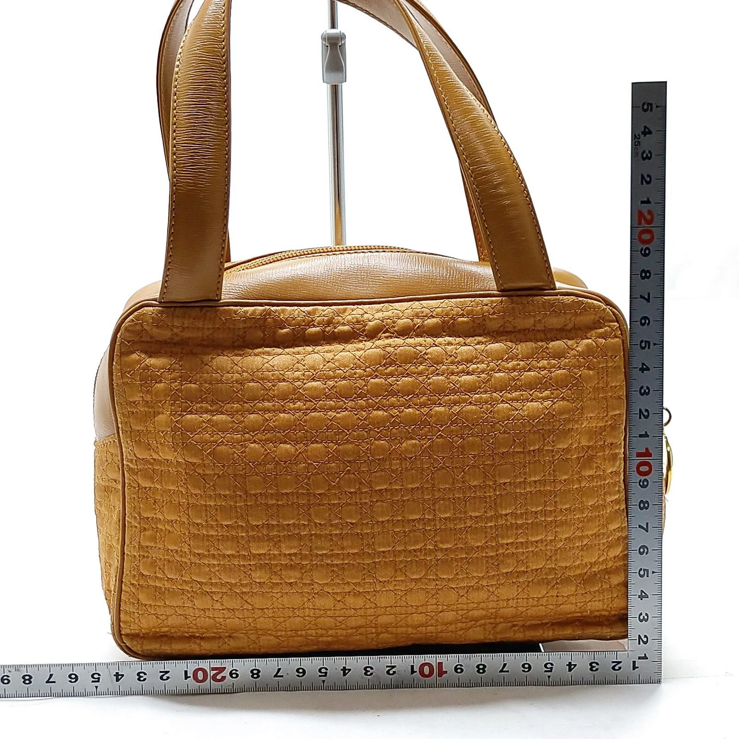 Dior golden/camel leather & raffia Miss Dior satchel