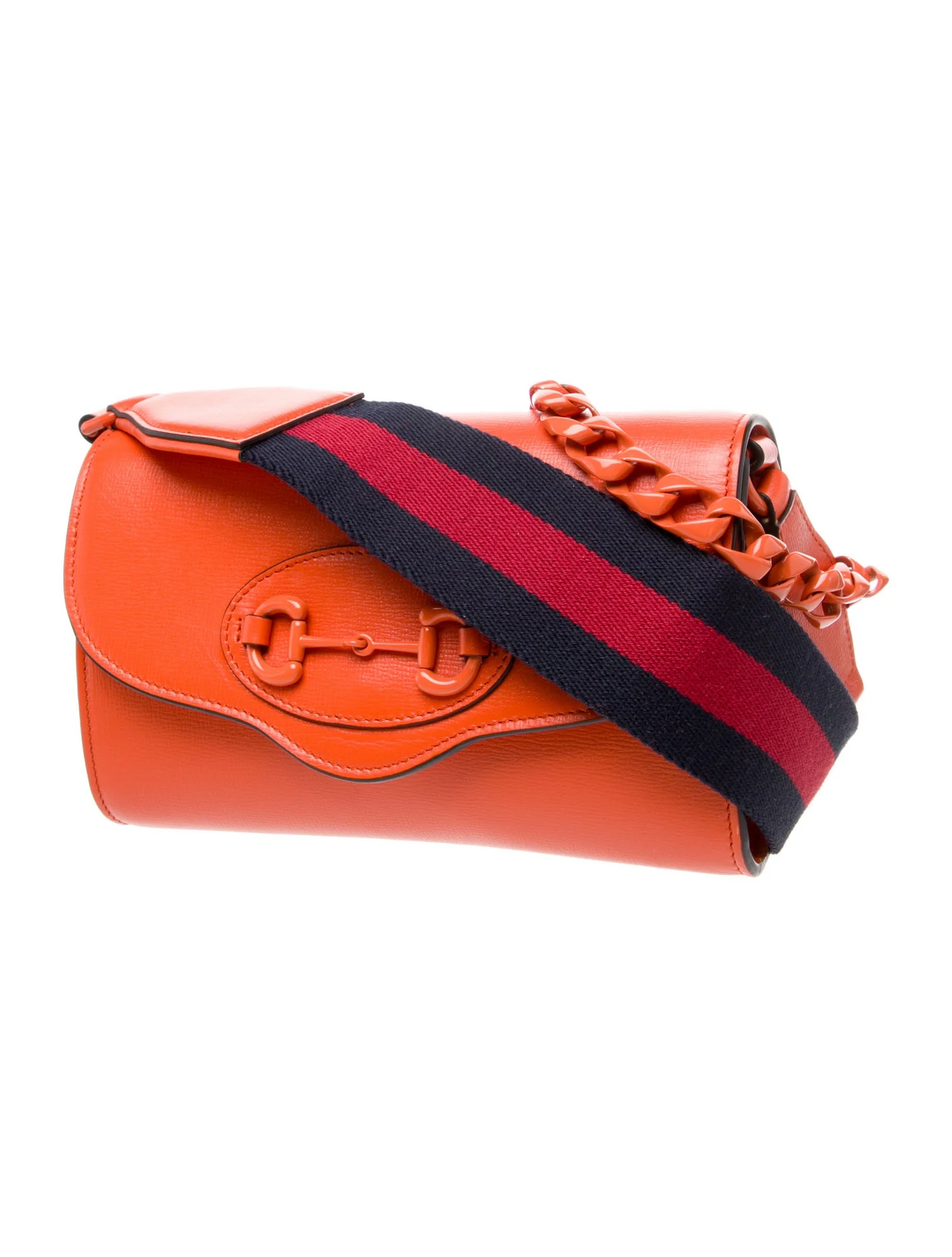 Gucci Orange Leather 1955 Horse-bit Cross body w Sylvie Web Strap