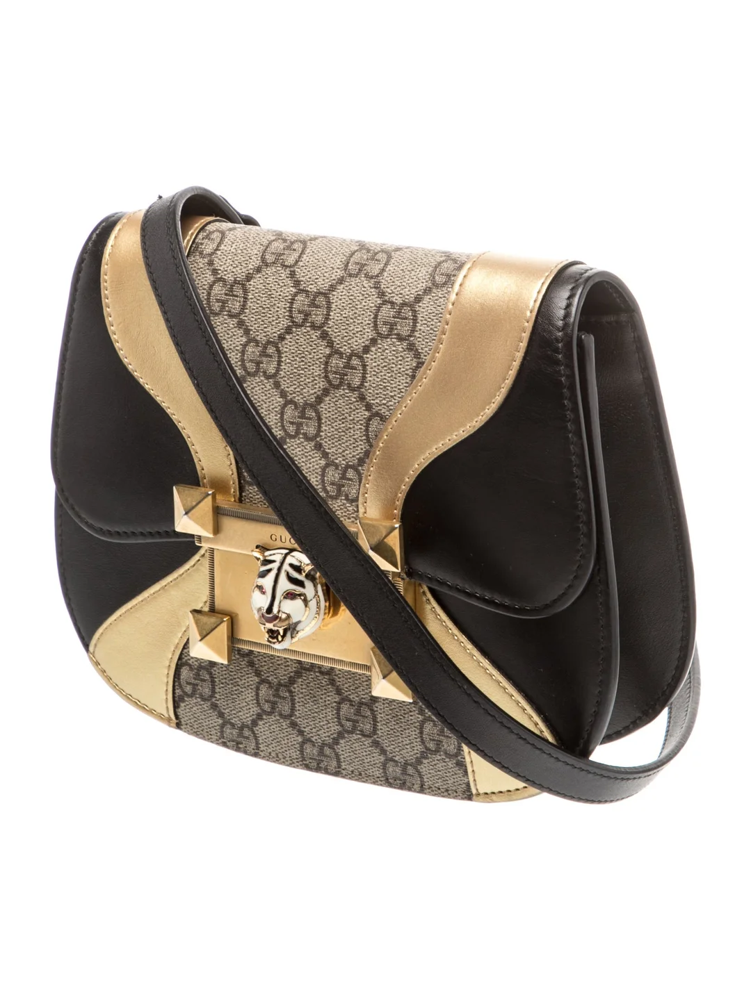 Gucci brown Guccissima print and black & gold leather medium Osiride crossbody