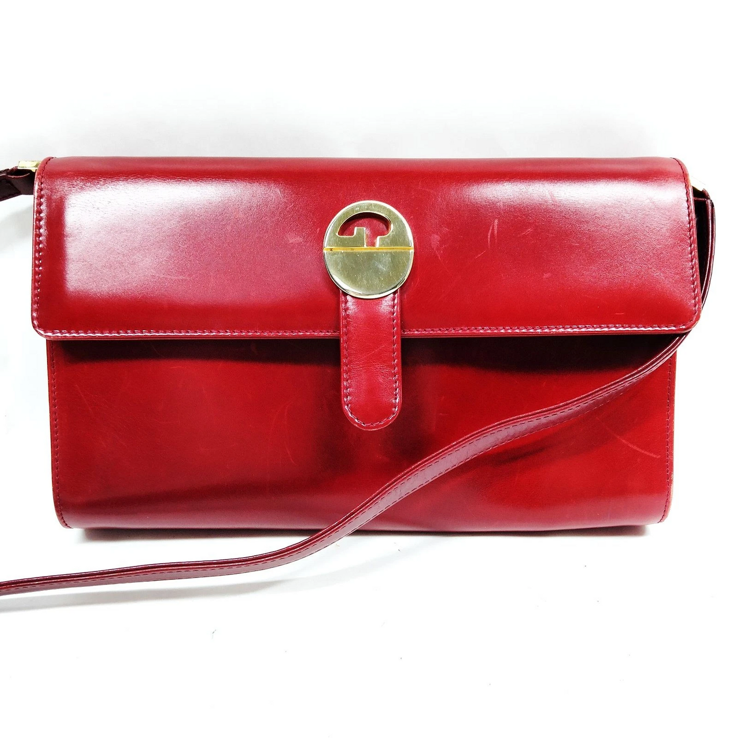 Gucci red leather two way envelope style purse