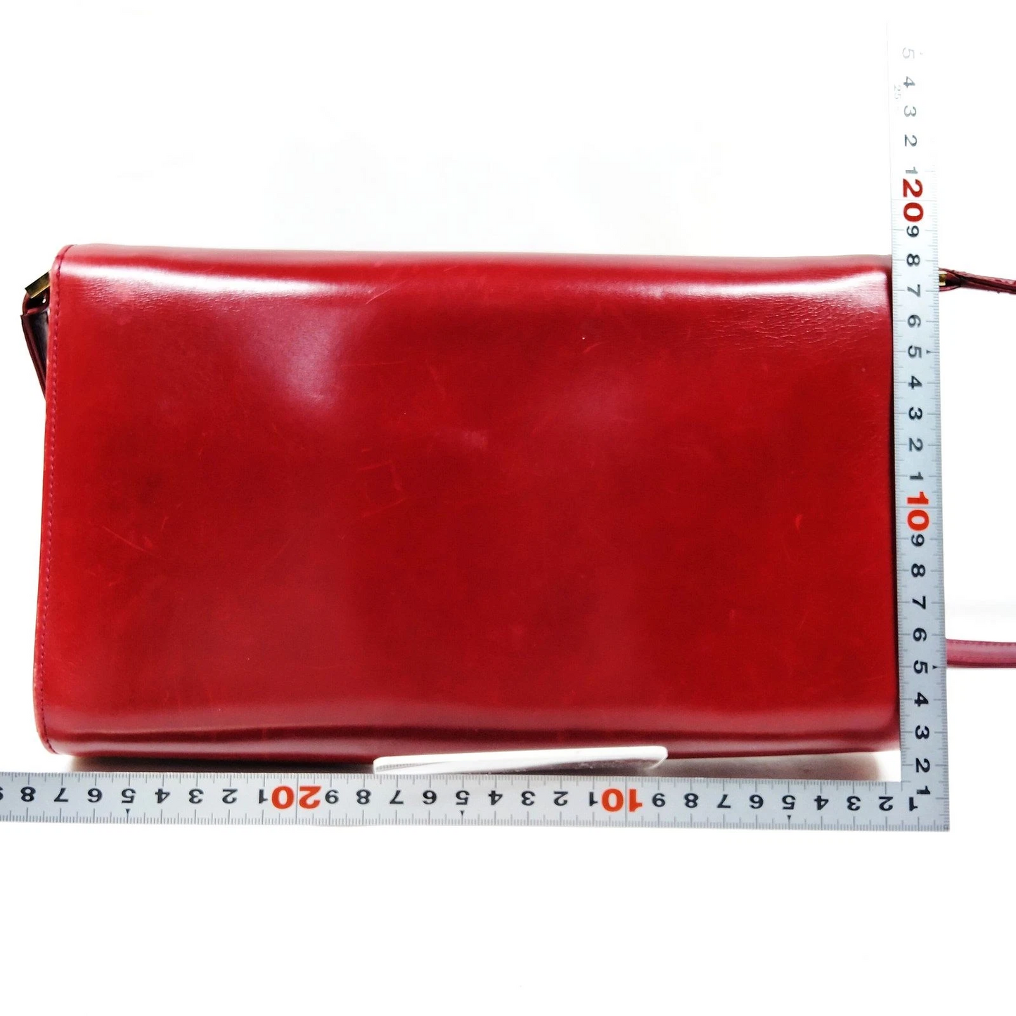 Gucci red leather two way envelope style purse