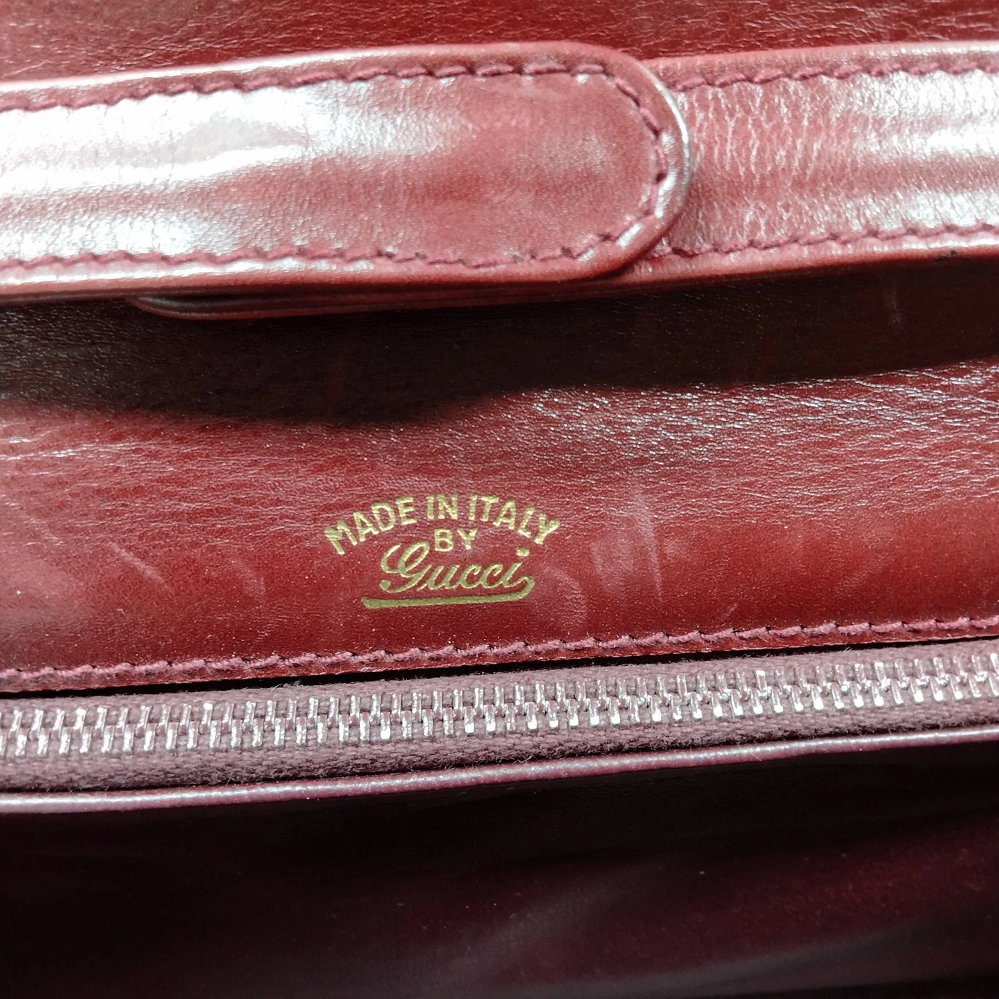 Gucci red leather two way envelope style purse
